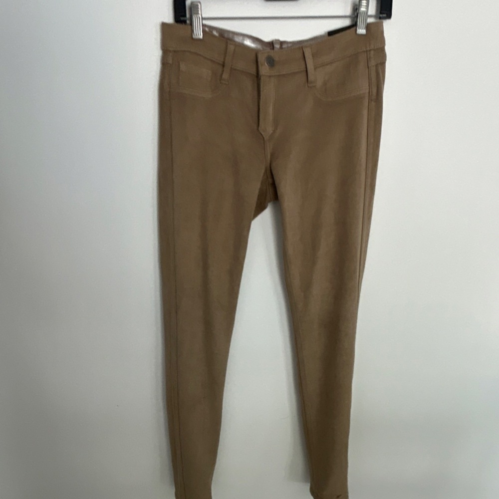 Bleulab Women's Jeans‎ reversible Metallic Silver/Suede Tan Zip Button 5-Pocket